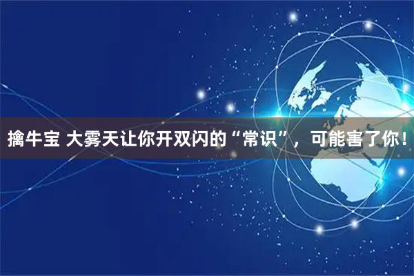擒牛宝 大雾天让你开双闪的“常识”,可能害了你!
